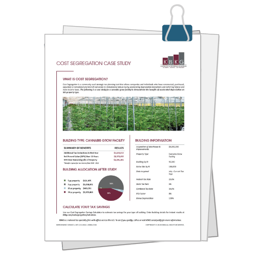 Cannabis Grow Facility Cost Segregation Case Study