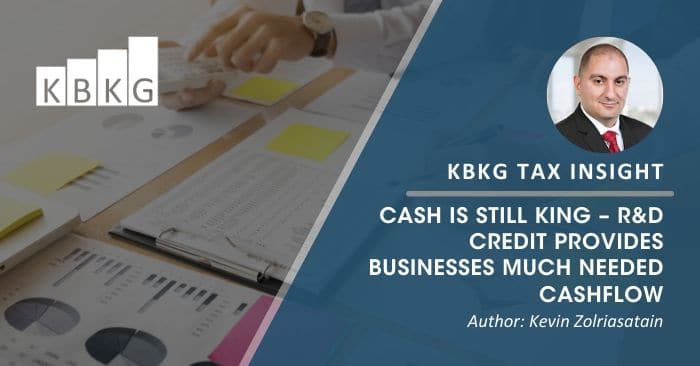 KBKG Tax Insight: Cash is Still King – R&D Credit Provides Businesses Much Needed Cashflow