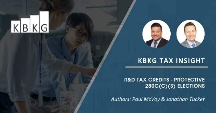 [Updated] KBKG Tax Insight: R&D Tax Credits – Protective 280C(c)(3) Elections