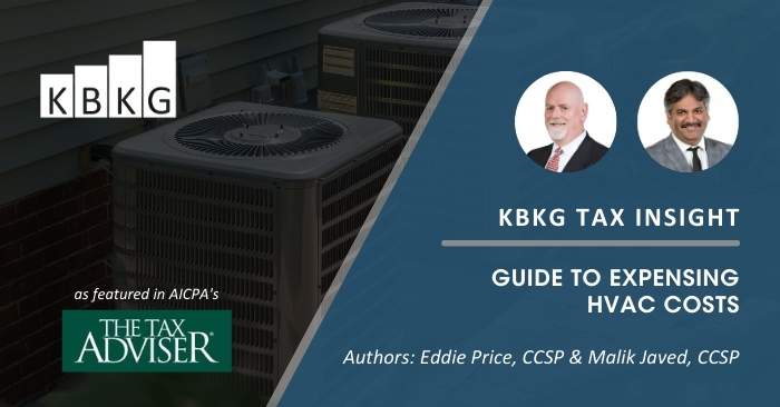 KBKG Tax Insight: Guide to Expensing HVAC Costs