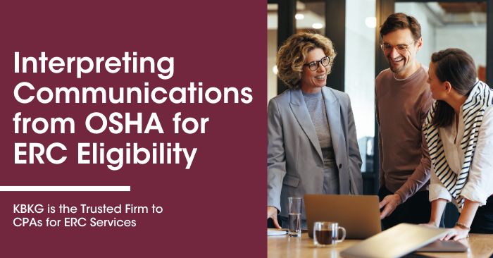 Interpreting Communications from the Occupational Safety and Health Administration (OSHA) for ERC Eligibility