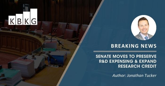Breaking News: Senate Moves to Preserve R&D Expensing & Expand Research Credit