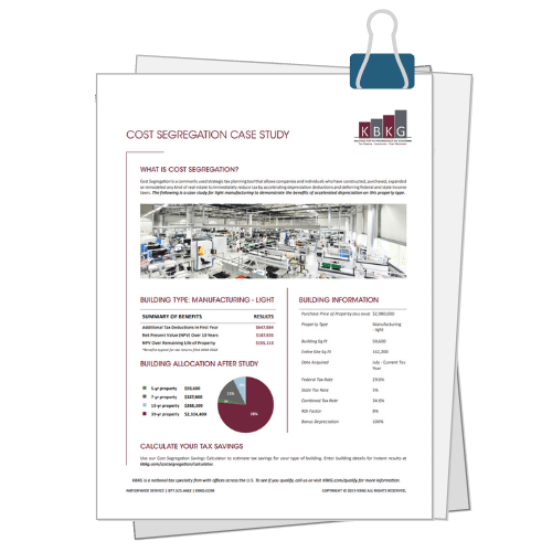 Light Manufacturing Cost Segregation Case Study